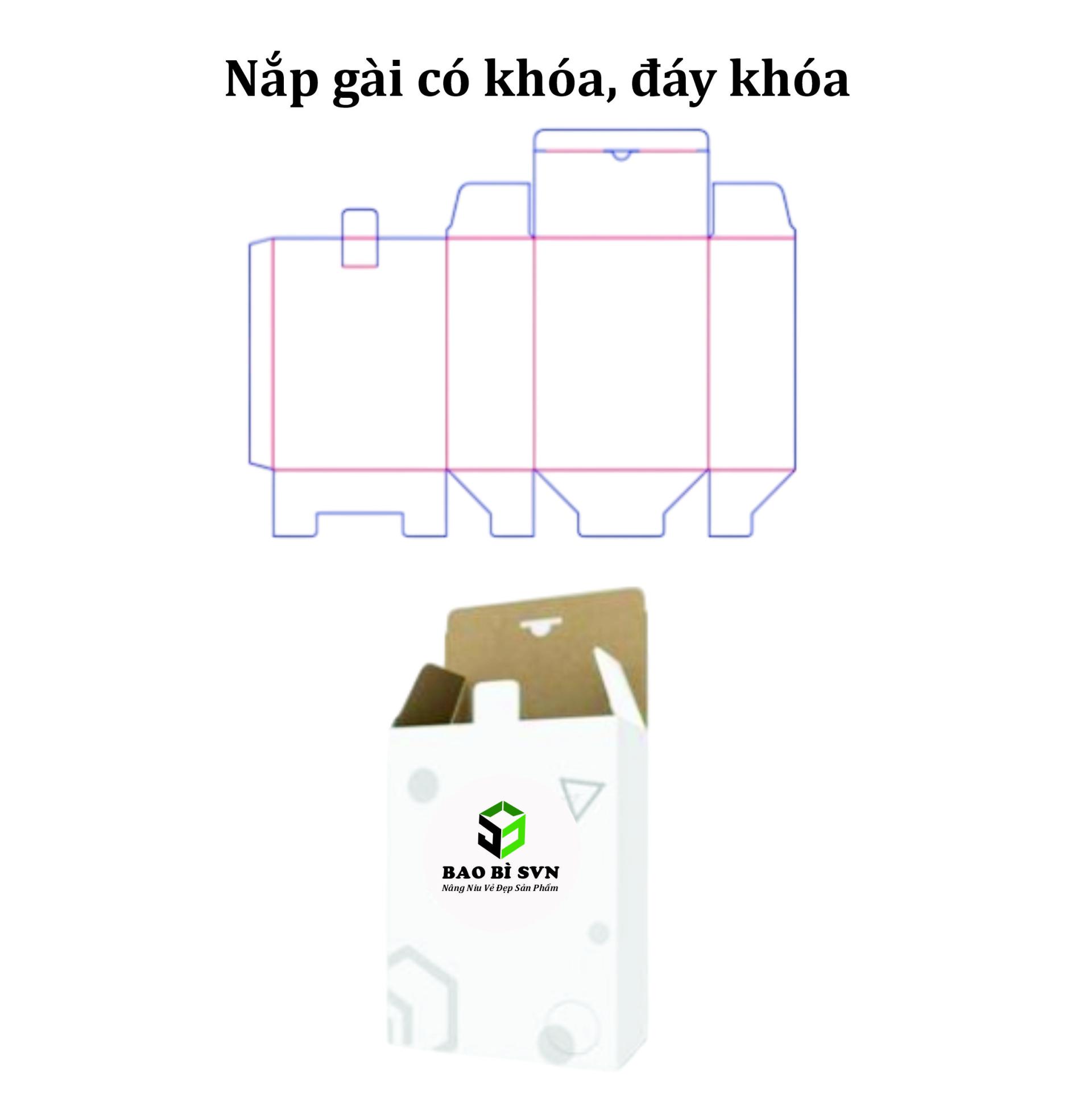 Hộp giấy nắp gài có khóa, đáy khóa – In theo yêu cầu | Bao Bì SVN.